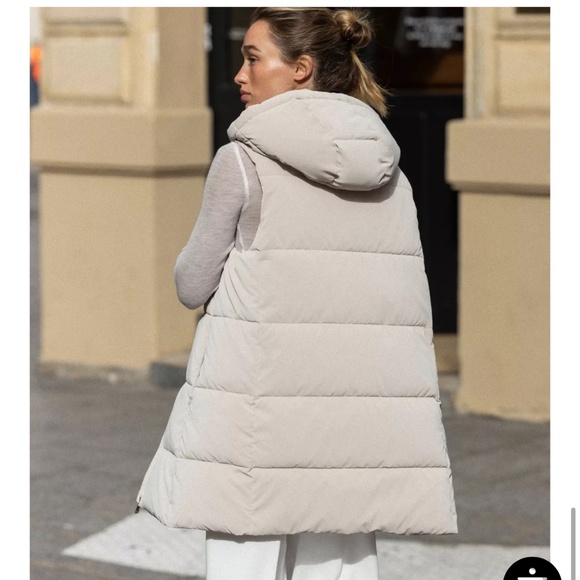 ZARA LONG PADDED HOODED PUFFER DOWN WINTER ZIP FLEECE LINING VEST GILET - Picture 7 of 9